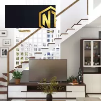 KỆ CẦU THANG KẾT HỢP TỦ TIVI MẪU 08